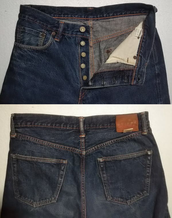 WAREHOUSE"800" 50s Vintage jeans Reprint Button fly back pocket