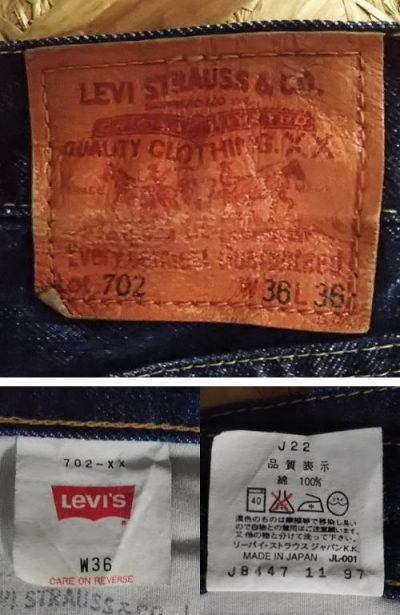 LVC 1990s Levi's 702 ”30s reprint” 140th anniversary Leather label And inside display tag