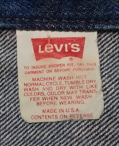 90s Levi's 70506 Made in USA 38 Vintage 1990 Made Inner display tag