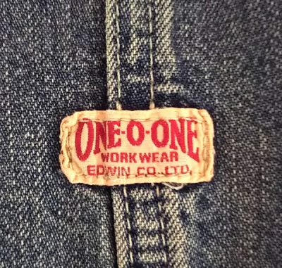 90s EDWIN１０１”One-O-One”overalls W32 Front piss name