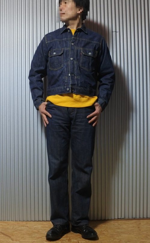 90s Levi’s 507XX type 2nd denim jacket Wearing image "Denim on denim"style