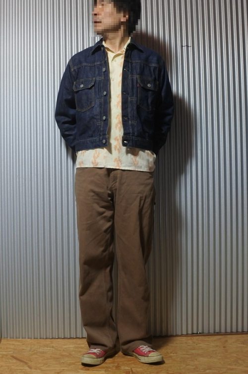 90s Levi’s 507XX type 2nd denim jacket Wearing image wth painter pants