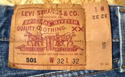 2000made Levi's 501 Made in USA w31-32 Paper label