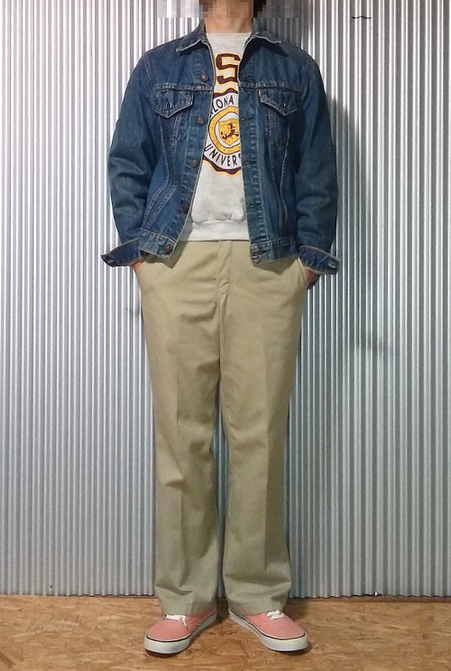 60s Levi's70505 big E × Dickies work pants. Wearing image 2