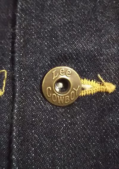 Lee Carboy engraved donut button - 30s Lee Cowboy Denim Jacket Reprint