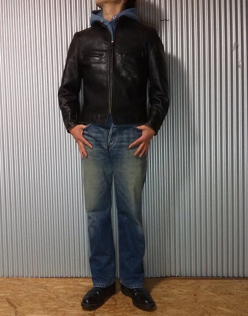 SCHOTT 641XX Single Riders Jacket.×90s Japanese jeans "sewing chop". ×Red Wing Pecos boots.