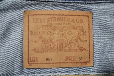 Paper label-90s Levi's 557 type 3 denim jacket Size38 Big E 60s reprint