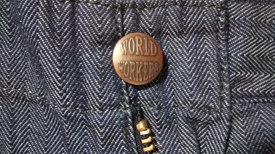 Top button-Big John "World Workers" Herringbone Fatigue pants.