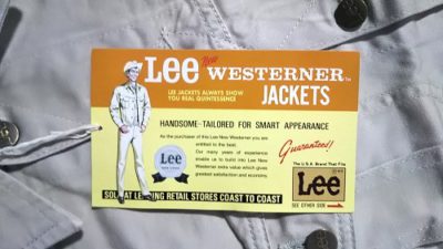 Paper ticket ①-90s Lee Westerner Jacket "Dead Stock" 60s reprint Made in Japan.