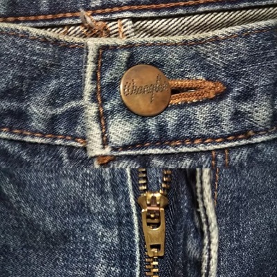 90s Wrangler Selvedge denim jeans Made in JAPAN W31 Top button and zipper