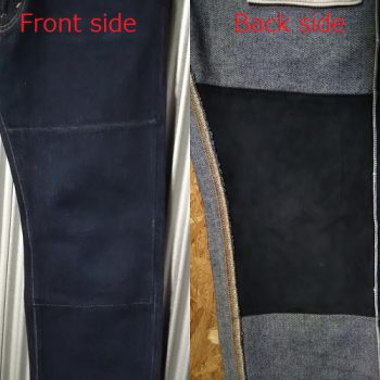 Big john double knee selvedge denim jeans W33 Knee pad "deer leather"
