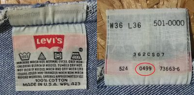 90s Levi’s501 Made in USA W35 1999 made Inside display tag