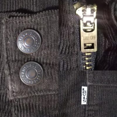 Levi's corduroy bush pants"Dark brown "W31 Double snap button and TALON zipper and Small e "white tab"