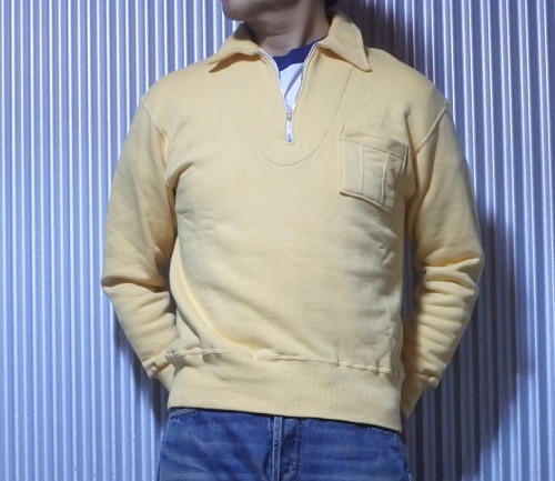 40s half zipper sweatshirt reprint wearing image 1
