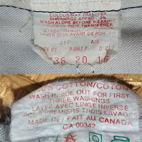 Inside display tag - 90s Levi's 517 Made in Canada