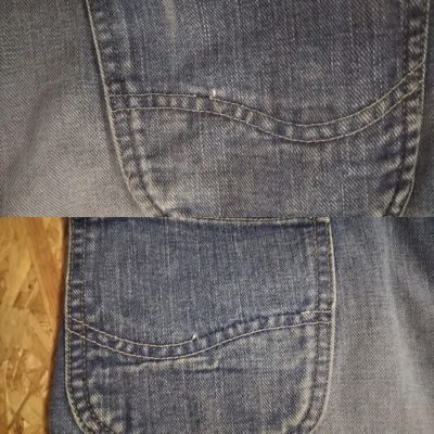 Lee Riders 101Z Jeans. 1952 Reprint S-shaped stitching on the back pocket