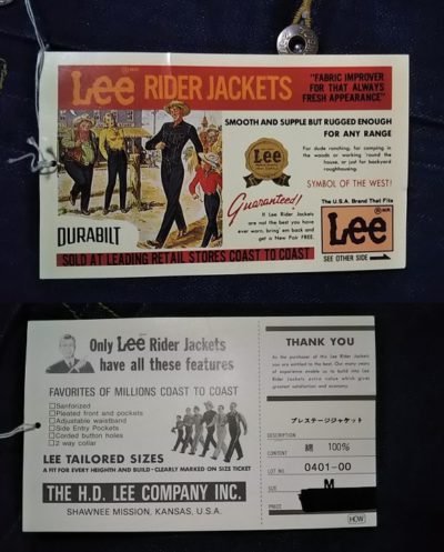 Paper label - 30s Lee Cowboy Denim Jacket Reprint