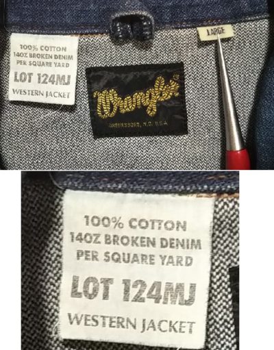 Tag - 90s Wrangler 124MJ Western Jacket , Japan made