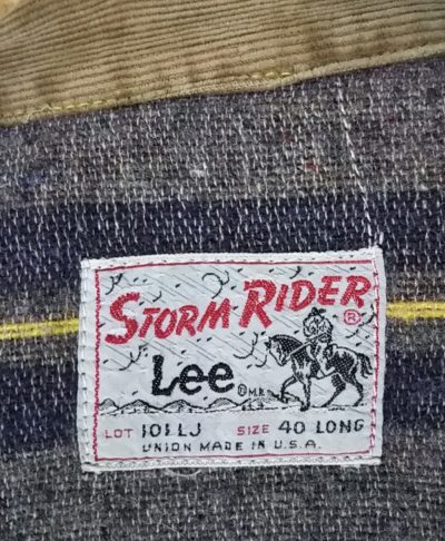 Tag - 70s Lee 101 LJ Storm Rider Jacket. Made in USA 1970-1973 size 40 LONG