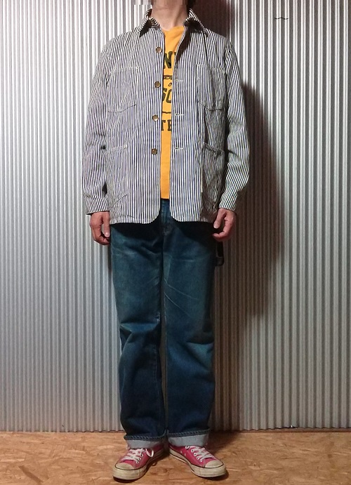 Wearing image 2 --Levis Vintage Closing Levi's Hickory Chore coat30s reprint