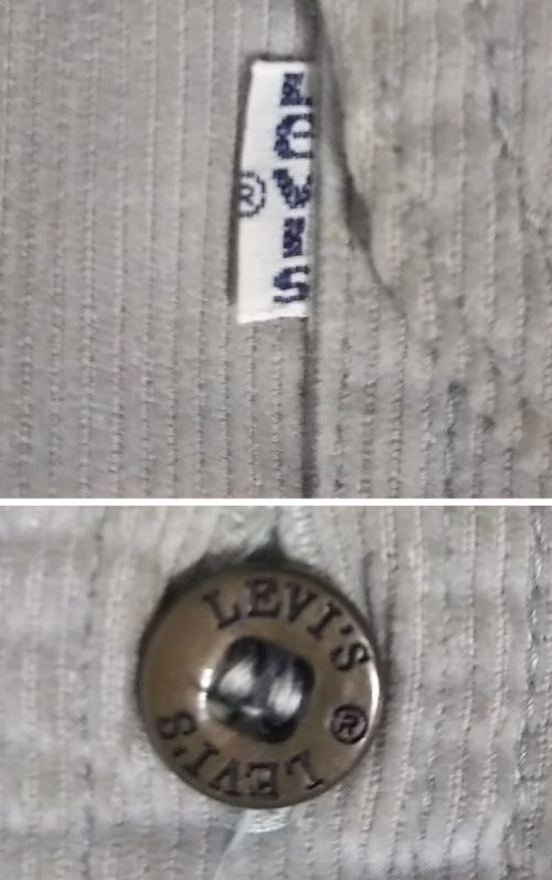 White tabs and buttons - 70s Levi's "Panatera" corduroy jacket