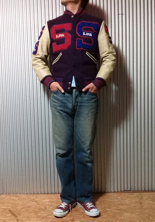 Award jacket "70s trophy jacket" x 90s Japanese jeans "sewing chop"