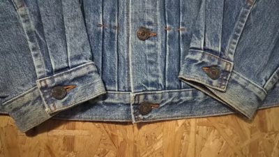 Cuffs - VTG 80s Levi's Type 2 70502-0217 Denim Jacket. Japan made Orange tab