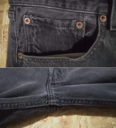 Coin pocket and crotch - 1990s Levi's 501 Made in USA 1995 made Black W33 L31