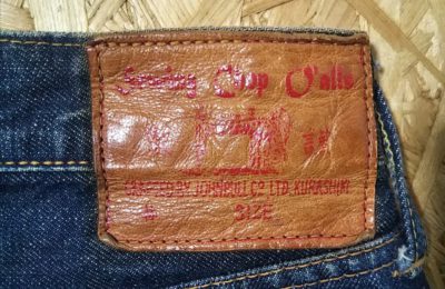 Leather label-80s-90s JOHNBULL "SEWING CHOP" Japanese okayama jeans W28 L34.5