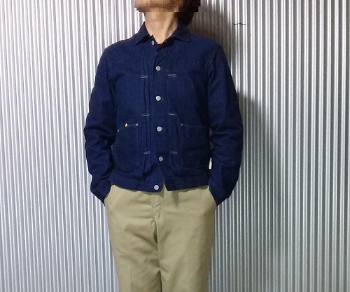 Wearing image 1 -Big John "World Workers" Chore jacket. Size L Made in Japan.