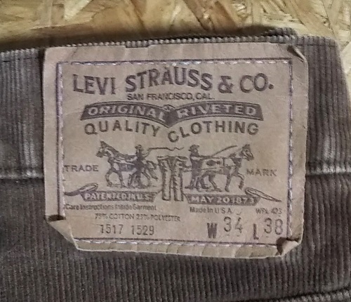 Paper label-80s Levi's 517 Cordy Roy Made in USA