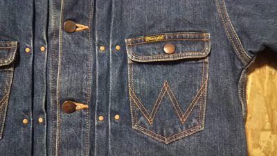 Front pleats-90s Wrangler 11MJ Western Jacket Size L 50s reprint Japan made