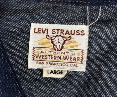 Tag-Dead stock 90s Levi's Shorthorn Denim shirt. Made in Japan. Selvedge. Red tab.